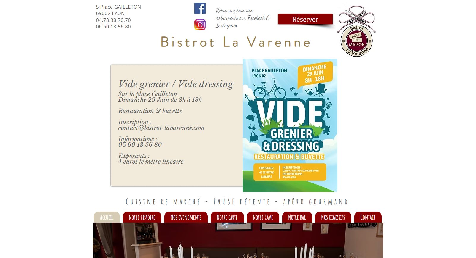 site de bistro avant refonte